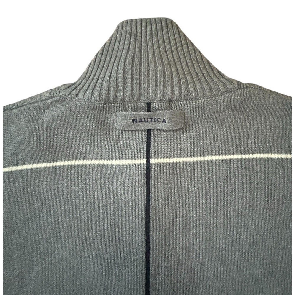 Nautica NWT 1/4 Zip Sweater Gray Windowpane Plaid SZ L Mens - Picture 3 of 5